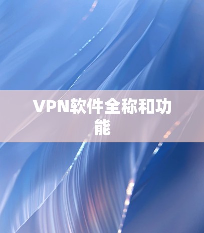 VPN软件全称和功能